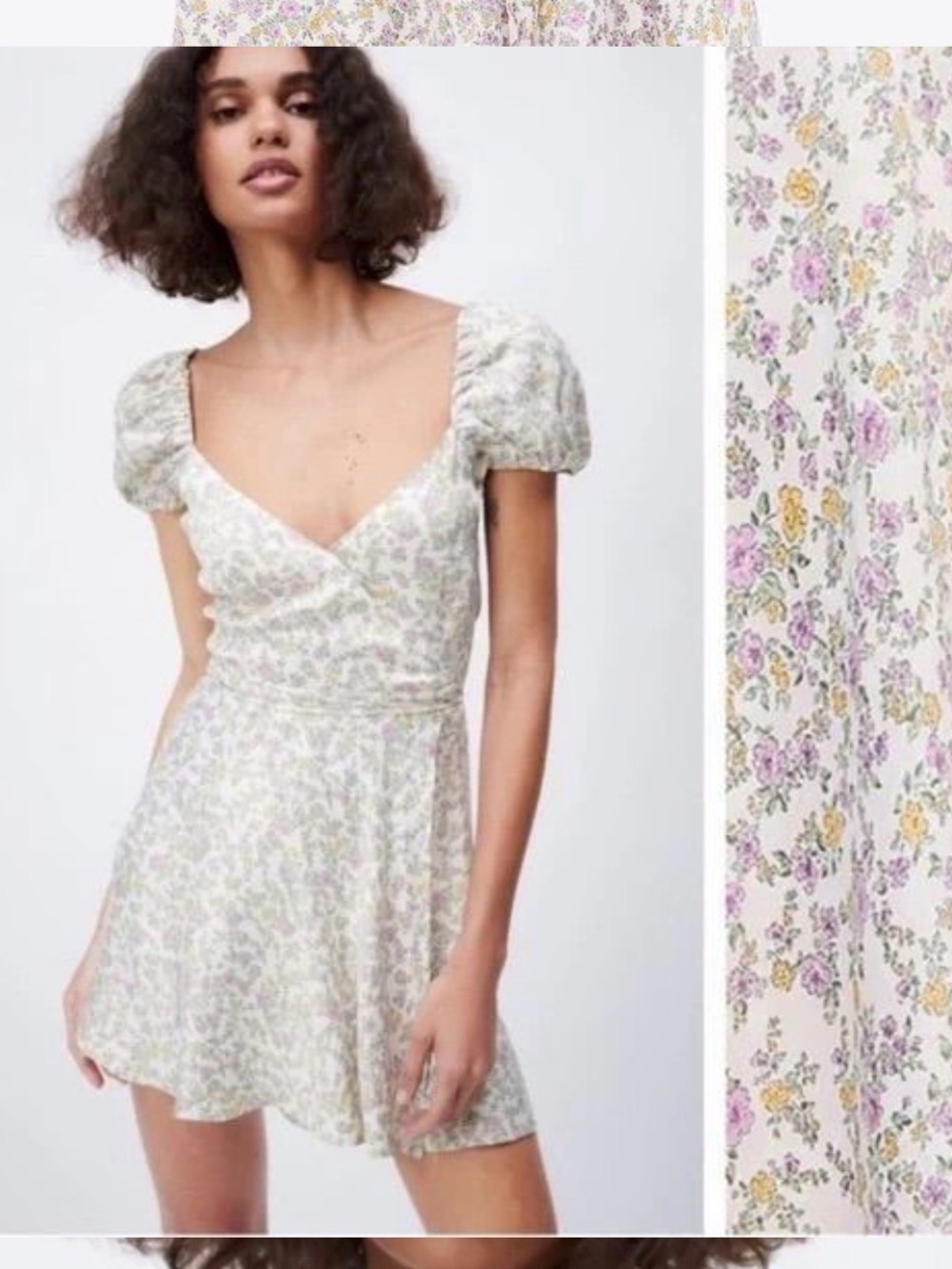 Zara Floral Satin Effect Wrap Dress